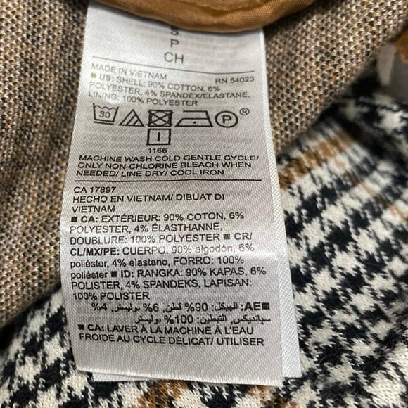 Old Navy Brown Houndstooth Plaid Checkered Long Sleeve Blazer Coat Jacket Size S - Picture 4 of 4